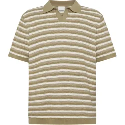 KnowledgeCotton Apparel Herren Striped Knitted Polo T-Shirt