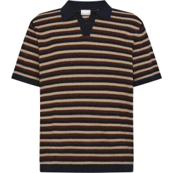 KnowledgeCotton Apparel Herren Striped Knitted Polo T-Shirt