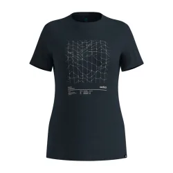Odlo Merino Tencel Hyper Map T-Shirt für Damen - Wandern, Casual Comfort - marineblau, M