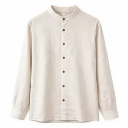 Mazine Herren Stand Collar Linen Hemd