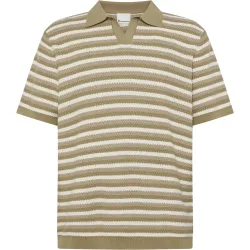 KnowledgeCotton Apparel Herren Striped Knitted Polo T-Shirt