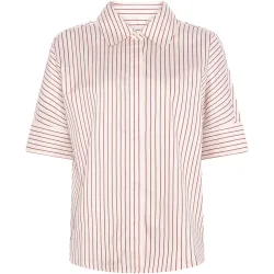 KnowledgeCotton Apparel Damen Striped Satin Bluse