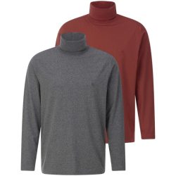 Doppelpack Langarmshirt ULOR dunkelgrau rot