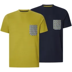 Doppelpack T-Shirt MEJORI dunkelgelb dunkelblau