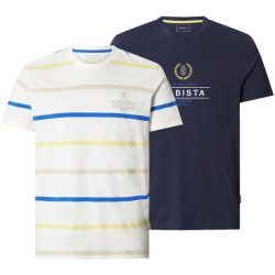 Doppelpack T-Shirt ROMENZO weiß dunkelblau