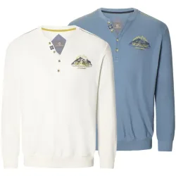 Doppelpack Langarmshirt HINDREK blau weiß