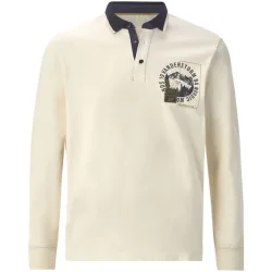 Langarm-Poloshirt OLSLAND wollweiß